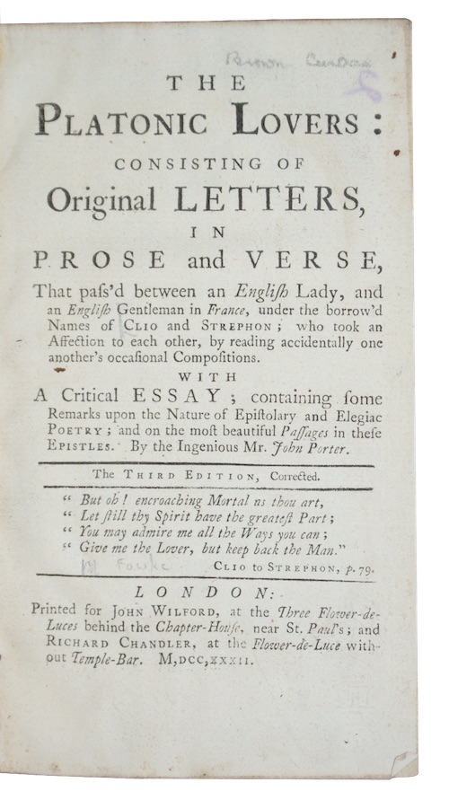 1732 OVIDIAN PLATONIC LOVE POETRY Poems CLIO & STREPHON Verse MARTHA