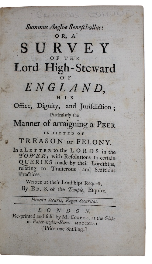 Photo of "Summus Angliae Seneschallus: or, a ..."