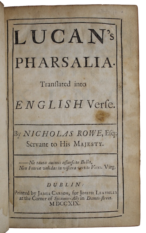 Photo of "Lucan's pharsalia. Translated into english ..."