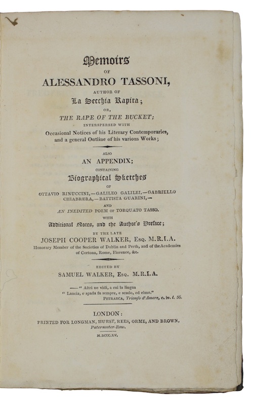 Photo of "Memoirs of alessandro tassoni, author ..."