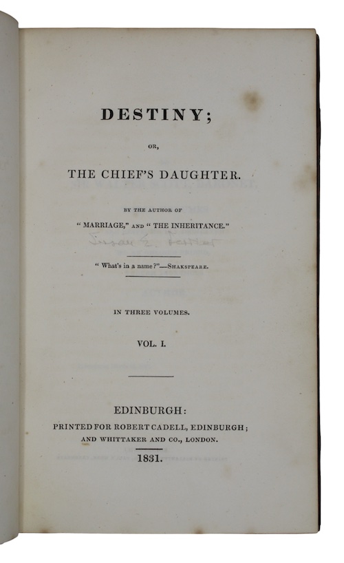Photo of "Destiny; or, the chief's daughter"