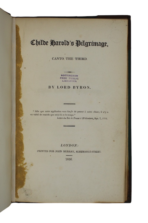 Photo of "Childe Harold's Pilgrimage. Canto the ..."