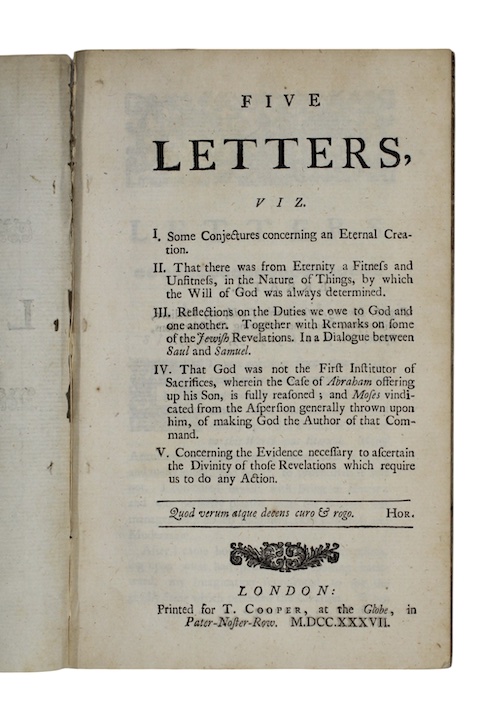 Photo of "Five letters, viz. I. Some ..."