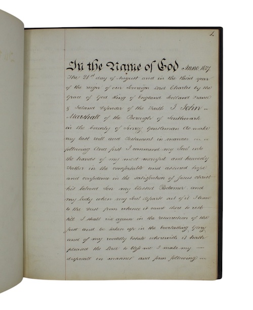Photo of "[Manuscript copy of the will ..."