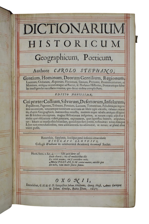 Photo of "Dictionarium historicum geographicum, Poeticum, Authore ..."