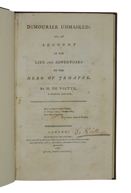 Photo of "Dumourier unmasked: or, an account ..."