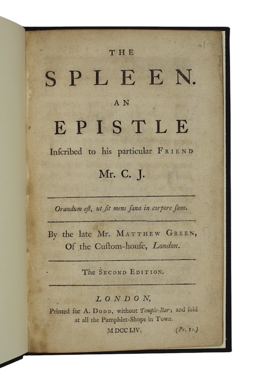 Photo of "The spleen. An epistle Inscribed ..."