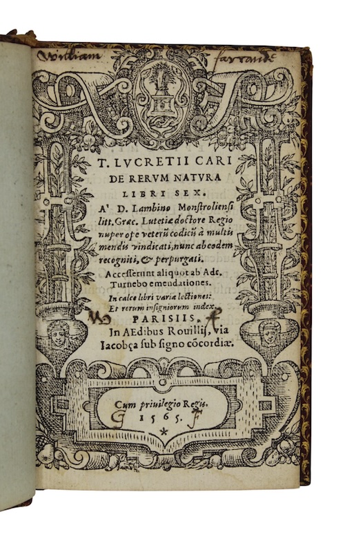 Photo of "T. lucretii cari de rerum ..."