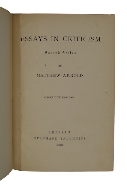 Photo of "Essays in criticism"