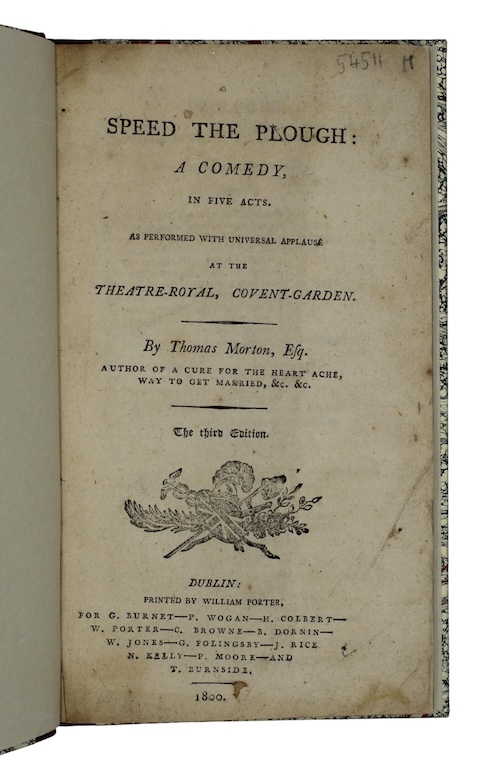 Photo of "Speed the plough: a comedy, ..."