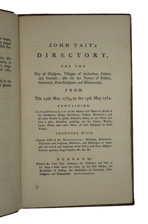 Photo of "John Tait's directory, for the ..."
