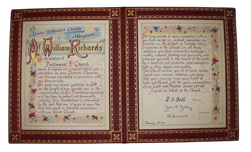 Photo of "[An illuminated manuscript memorial address]"