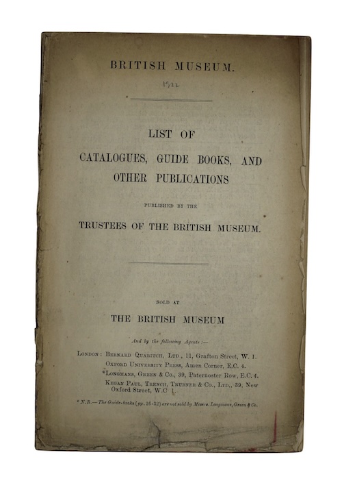 Photo of "List of catalogues, guide books, ..."