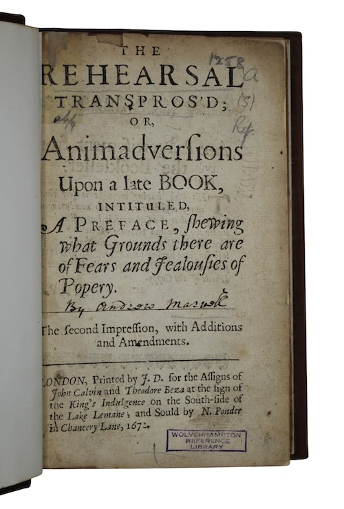 Photo of "The rehearsal transpos'd; or, Animadversions ..."
