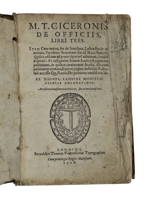 Photo of "M.t. ciceronis de officiis, libri ..."